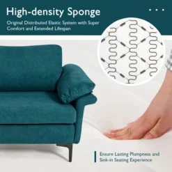 Costway Modern Loveseat Fabric 2-Seat Sofa Couch For Small Space W/ Metal Legs BlueRust Red -Baxton Studio Sale Shop GUEST a1037700 ff63 4d04 8218 301efa12e415