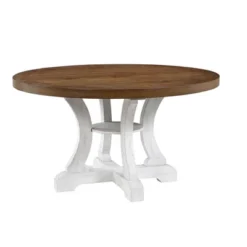 7pc Lexin Rustic Round Dining Table Set Distressed White/ Distressed Dark Oak - MiBasics -Baxton Studio Sale Shop GUEST a10de4cf a5b5 4833 aee9 37ca0857e149