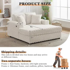 60" Oversized Plush Chaise Lounge W/ Pillows & Armrests - Convertible Sleeper Sofa Bed For LR/Bedroom, Modern Upholstered Reading Chair -Baxton Studio Sale Shop GUEST a12f9ca9 b4c6 4573 8f8b 7bc6487b1a2b