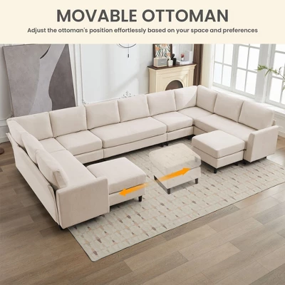 Hyleory Spacious 12-Seater U-Shaped Modular Sofa With Ottomans,Relaxed Style, Reconfigurable Design 5 Hyleory Spacious 12-Seater U-Shaped Modular Sofa With Ottomans,Relaxed Style, Reconfigurable Design - Image 5