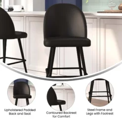 Merrick Lane Set Of 2 Modern Armless Barstools With Contoured Backs, Steel Frames, And Integrated Footrests -Baxton Studio Sale Shop GUEST a1d9378f 81cd 4e3f 868c d6a48a0cec75