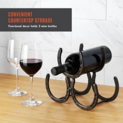 Foster & Rye Horseshoe Countertop Metal Wine Rack, Cast Iron Wine Bottle Holder, Holds 3 Standard Wine Bottles, 10" X 5.5" X 8.5" 12 Foster & Rye Horseshoe Countertop Metal Wine Rack, Cast Iron Wine Bottle Holder, Holds 3 Standard Wine Bottles, 10" X 5.5" X 8.5" -Baxton Studio Sale Shop GUEST a2820cc8 b5e6 44f5 b756 c3b7f8c0b2dc