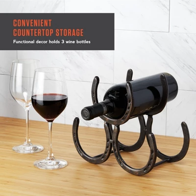 Foster & Rye Horseshoe Countertop Metal Wine Rack, Cast Iron Wine Bottle Holder, Holds 3 Standard Wine Bottles, 10" X 5.5" X 8.5" 6 Foster & Rye Horseshoe Countertop Metal Wine Rack, Cast Iron Wine Bottle Holder, Holds 3 Standard Wine Bottles, 10" X 5.5" X 8.5" - Image 6
