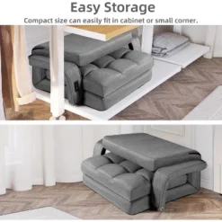 Folding Sofa Bed With USB, Convertible Sleeper Chair With 5-Position Adjustable Back, Small Comfy Couch For Bedroom, Apartment, Dorm – Grey -Baxton Studio Sale Shop GUEST a2f3a083 d746 400c a47d 6f1de718394f