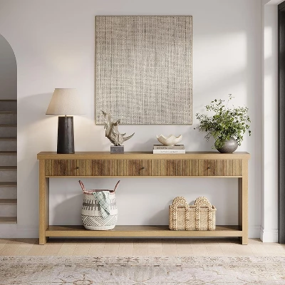 Tribesigns 70.9 Inch Wood Console Table Long Sofa Table With 3 Drawers 5 Tribesigns 70.9 Inch Wood Console Table Long Sofa Table With 3 Drawers - Image 5