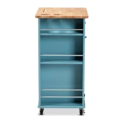 Liona Sky Wood Kitchen Storage Cart Blue/Natural - Baxton Studio -Baxton Studio Sale Shop GUEST a3aeb2bd cd4a 4ebc a63f 35ecb4fa0bb7