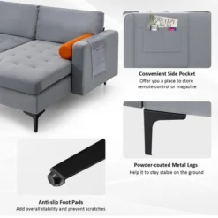 Costway Modular L-shaped Sectional Sofa With Reversible Chaise & 2 USB Ports Ash Grey -Baxton Studio Sale Shop GUEST a3e06148 704c 4b4e 9099 9c927c67b9af
