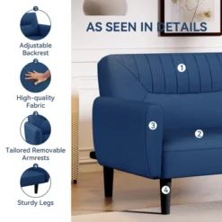 Dyonery 75.8" Convertible Futon Sofa Bed,3 Seater Linen Futon Couch,Adjustable Backrests,Folding Loveseat Sofa For Living Room,Office,Apartment -Baxton Studio Sale Shop GUEST a42cfbba 7d05 4c08 9832 4d22607a9fa1