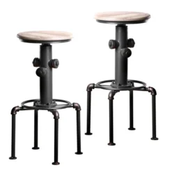 3pc Regalla Industrial Bar Height Dining Table Set Antique Black/Natural Tone - HOMES: Inside + Out -Baxton Studio Sale Shop GUEST a45fd20c bc66 4c94 a64e cb340abca7b6