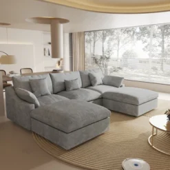 Cloud Couch Modular Sectional Sofa,119.29" U Shaped Couch, Oversized Down Filled Convertible Wide Seater,3 Seater With 2 Ottomans For Living Room Set 27 Cloud Couch Modular Sectional Sofa,119.29" U Shaped Couch, Oversized Down Filled Convertible Wide Seater,3 Seater With 2 Ottomans For Living Room Set -Baxton Studio Sale Shop GUEST a4892c39 7fd0 431e b34c d788de69d2fa