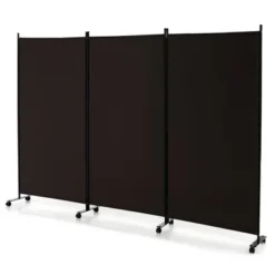 Costway 3-Panel Folding Room Divider 6Ft Rolling Privacy Screen WithLockable Wheels Black/Brown/Grey/White -Baxton Studio Sale Shop GUEST a4aaa2d5 7c35 40f2 981b b9816939cdcb