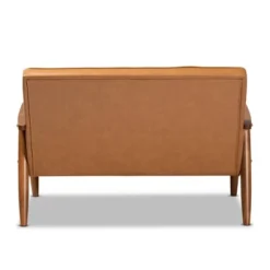 Sorrento Mid-Century Faux Leather Upholstered Wood Loveseat Walnut/Brown - Baxton Studio -Baxton Studio Sale Shop GUEST a4c7317a 77ee 483b a6c0 2a23b52efe49