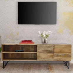 Metal Storage Cabinet TV Stand For TVs Up To 55" Brown - The Urban Port -Baxton Studio Sale Shop GUEST a4cfe129 7c1e 4181 8a7e f86e3b53f239