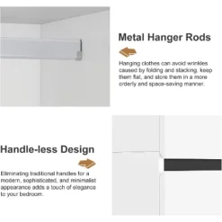 TIRAMISUBEST 74" White 4-Door Wardrobe With Mirror - Freestanding Armoire Closet With 2 Hanging Rods For Bedroom Storage (74.8"H) 9 TIRAMISUBEST 74" White 4-Door Wardrobe With Mirror - Freestanding Armoire Closet With 2 Hanging Rods For Bedroom Storage (74.8"H) -Baxton Studio Sale Shop GUEST a4e2fd60 9fad 4c74 a16e 1e3d3956d526