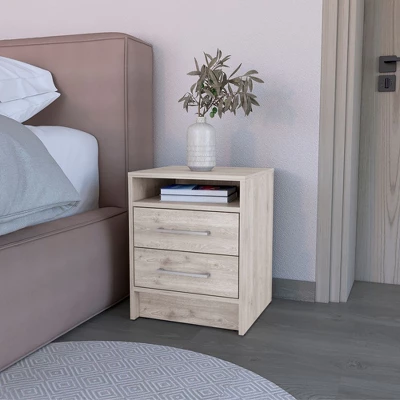 Kumasinova Modern 19.9" Night Stand With Drawers,Wood Nightstand With Open Shelf,Compact Bedside Table With Metal Handles For Bedroom 6 Kumasinova Modern 19.9" Night Stand With Drawers,Wood Nightstand With Open Shelf,Compact Bedside Table With Metal Handles For Bedroom - Image 6