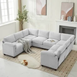 Hyleory 115" Corduroy Oversized Modular Sectional Sofa, U Shaped Couch, Large 8 Seater Corner Sofa For Living Room, Office, Spacious Space -Baxton Studio Sale Shop GUEST a5057c99 218d 434b af0e 43318f000c2a