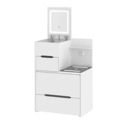 Famapy Space Saving Makeup Vanity W/Light USB Wireless Charging Dressing Vanity Table -Baxton Studio Sale Shop GUEST a5185b2d 726c 4ac0 a665 a2aa1edad881