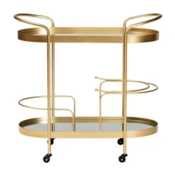 Kamal Glam Brushed Metal And Mirrored Glass 2 Tier Mobile Wine Bar Cart Gold - Baxton Studio 26 Kamal Glam Brushed Metal And Mirrored Glass 2 Tier Mobile Wine Bar Cart Gold - Baxton Studio -Baxton Studio Sale Shop GUEST a54c422e fedf 4da8 873e 3dbd2828b735