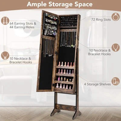 Tangkula Jewelry Mirrored Cabinet Armoire Organizer Storage Box W/ Stand Christmas Gift 4 Tangkula Jewelry Mirrored Cabinet Armoire Organizer Storage Box W/ Stand Christmas Gift - Image 4