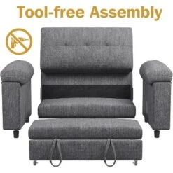 Vipbear 3-in-1 Convertible Sofa Bed, Pull Out Sleeper Sofa With USB Charging Station & Adjustable Backrest -Baxton Studio Sale Shop GUEST a58fae88 c831 4bbf a749 baf587524f27