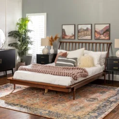 Boho Solid Wood Spindle Platform Bed - Saracina Home -Baxton Studio Sale Shop GUEST a59e04b0 9472 44a4 aa47 43be053d19eb