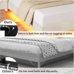 Full/Queen Size Floating Bed Frame With RGB LED Lights & Charging Station - Upholstered Suspended Bed, Storage Headboard, No Box Spring Needed -Baxton Studio Sale Shop GUEST a5bd15d0 a824 438d a062 27f21e2daa7c