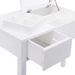 Tangkula 2 Drawers Make-up Mirror Set Vanity Dressing Table Flip-type Desktop With Stool -Baxton Studio Sale Shop GUEST a5bd7c99 8f8b 428c aa08 68b341078334
