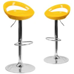 Emma And Oliver 2 Pack Contemporary Plastic Adjustable Height Barstool With Rounded Cutout Back And Chrome Base -Baxton Studio Sale Shop GUEST a5cc7c19 e477 4141 a9ad 07b93d232c80