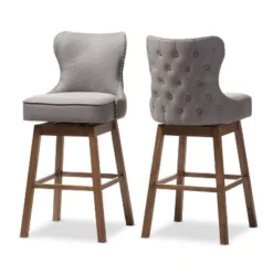 Gradisca Modern And Contemporary Wood Finishing Upholstered Barstools Set Of 2 - Baxton Studio -Baxton Studio Sale Shop GUEST a60a49a1 cba3 413b 913e bf2eb4ed3f83