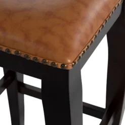 San Francisco Backless Faux Leather Barstool Wood Caramel - Linon -Baxton Studio Sale Shop GUEST a761aa1e bbc1 4b28 bdde ea5b859f9645