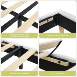 Twin Bed Frame, Twin Size Bed Frame With Cute Upholstered Headboard, Velvet Sturdy Platform Bedframe For Girls And Boys -Baxton Studio Sale Shop GUEST a7882129 d06a 4e9c 96e7 180e1b494669