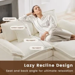 HYLEORY 74.8 In. Chenille Fabric 3 Seat Sectional Sofa With Ottoman -Baxton Studio Sale Shop GUEST a78a7f2c 489e 4653 95e8 90fd770d0670