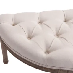 HOMCOM Vintage Semi-Circle Hallway Bench Tufted Upholstered Velvet-Touch Fabric Accent Seat With Rubberwood Legs, Off White -Baxton Studio Sale Shop GUEST a7df5854 ed2f 4af6 b292 deae77b16632