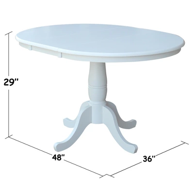 36" Kyle Round Top Pedestal Table With 12" Drop Leaf White - International Concepts 4 36" Kyle Round Top Pedestal Table With 12" Drop Leaf White - International Concepts - Image 4