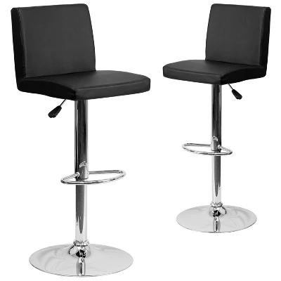 Emma And Oliver 2 Pack Contemporary Vinyl Adjustable Height Barstool With Panel Back And Chrome Base 7 Emma And Oliver 2 Pack Contemporary Vinyl Adjustable Height Barstool With Panel Back And Chrome Base - Image 7
