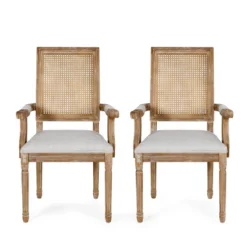 Set Of 2 Maria French Country Wood And Cane Upholstered Dining Chairs - Christopher Knight Home -Baxton Studio Sale Shop GUEST a8564b0a 147e 4b8c 9077 bd779c5a2590