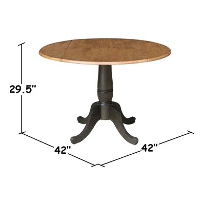 5pc 42" Round Dual Drop Leaf Dining Table With 4 Slat Back Chairs Hickory/Washed Coal - International Concepts 9 5pc 42" Round Dual Drop Leaf Dining Table With 4 Slat Back Chairs Hickory/Washed Coal - International Concepts - Image 9