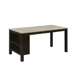 Farmhouse 5-Piece Wood Dining Table Set With 2-Tier Storage Shelves-ModernLuxe -Baxton Studio Sale Shop GUEST a908cd05 9297 4afa bd3e 2ba57a98ad77