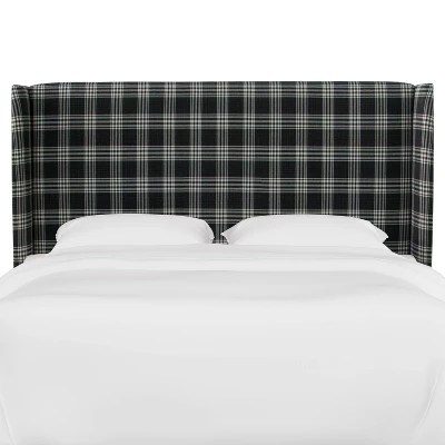 Wingback Headboard Barnegat Plaid Black Sea - Skyline Furniture 1 Wingback Headboard Barnegat Plaid Black Sea - Skyline Furniture