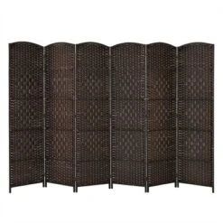 Costway 6-Panel Room Divider 6Ft Weave Fiber Folding Privacy Screen BrownBlack -Baxton Studio Sale Shop GUEST a9992cc2 47e4 43b4 ac69 152e77569849