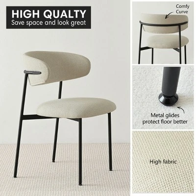 Merida Dining Chair Set Of 2, Simple Design Armless Side Chairs With Metal Legs For Kitchen, Dining Room & Living Space-Maison Boucle 5 Merida Dining Chair Set Of 2, Simple Design Armless Side Chairs With Metal Legs For Kitchen, Dining Room & Living Space-Maison Boucle - Image 5