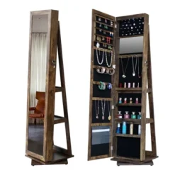 Maliang 360° Swivel Jewelry Cabinet With Full Length Mirror