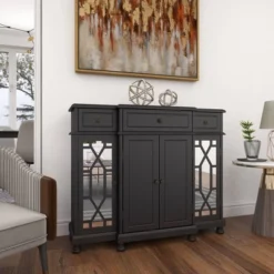 Glam Mirror And Wood Storage Cabinet Black - Olivia & May -Baxton Studio Sale Shop GUEST aaa7f24c 70dd 4484 b036 7ccf48e4edbc