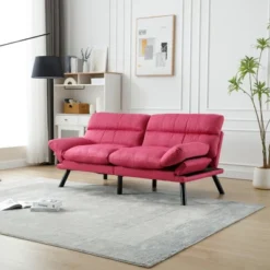 Teddy Velvet Convertible Sofa Couch, Folding Futon Couch Sofa Bed, With Metal Legs For Living Room, For Compact Living Space,Dorm,Apartment,Bedroom -Baxton Studio Sale Shop GUEST aae0d1fd 5df4 4bf0 ad3e 05ea39e4a67b