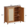 Farmhouse Kitchen Sideboard Buffet Storage Cabinet With Rattan Decorated Doors, Cupboard Console Table Wood Buffet Cabinet With Adjustable Shelves