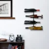 True Align Wall-Mounted Wine Rack, Black Wrought Iron, Holds Four Standard Wine Bottles, 14.75" X 14.25" X 3"