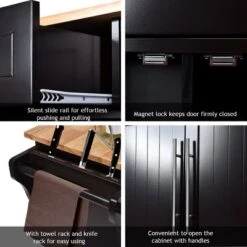 Costway Kitchen Island Trolley Cart Wood Top Rolling Storage Cabinet W/Knife Block WhiteBrown -Baxton Studio Sale Shop GUEST ab392f0d 55f3 4efd 891b 96008206009a