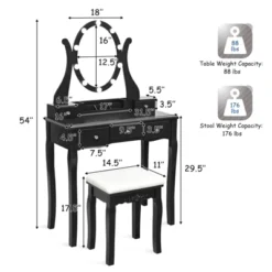 Tangkula Vanity Table Makeup Dresser Desk W/LED Light Drawers & Stool Black/Brown/White 11 Tangkula Vanity Table Makeup Dresser Desk W/LED Light Drawers & Stool Black/Brown/White -Baxton Studio Sale Shop GUEST ab6bd947 d0cc 4cad a6fd 71d0394953d9