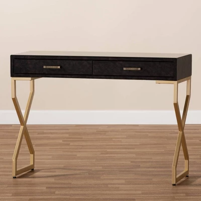 Carville Faux Leather Finished 2 Drawer Console Table Brown - Baxton Studio 5 Carville Faux Leather Finished 2 Drawer Console Table Brown - Baxton Studio - Image 5