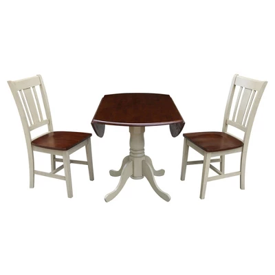 42" Dual Drop Leaf Dining Table With 2 San Remo Splat Back Chairs - International Concepts 1 42" Dual Drop Leaf Dining Table With 2 San Remo Splat Back Chairs - International Concepts